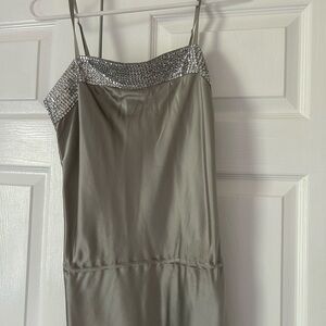 Elegant Silver and Gray Spaghetti Strap Dress
